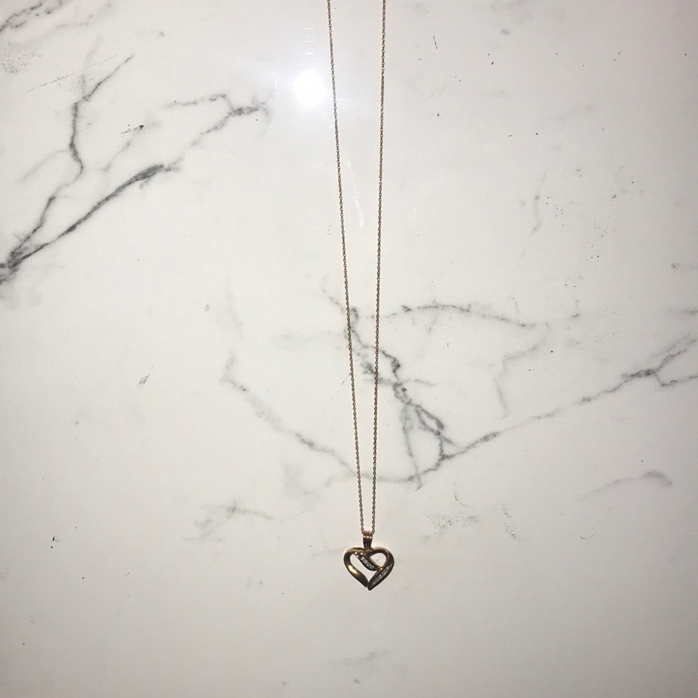 Gold heart with silver jewel necklace